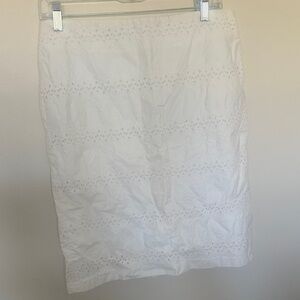 Talbots White Eyelet Pencil Skirt
